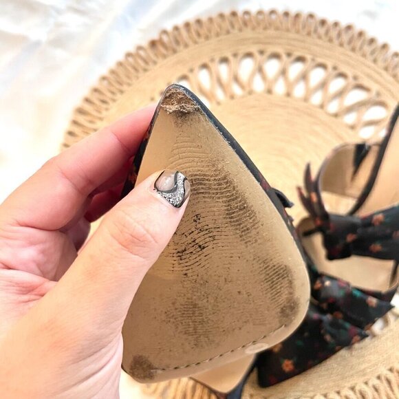 Gianni Bini Black Floral Print Twist Knot Pointed Toe Mules Size 10 - Picture 5 of 14